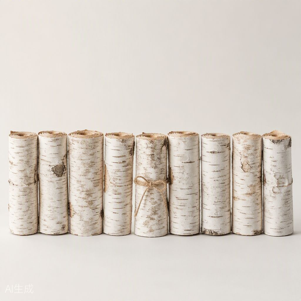 Natural Birch Bark Fire Starter Rolls Pack of 10