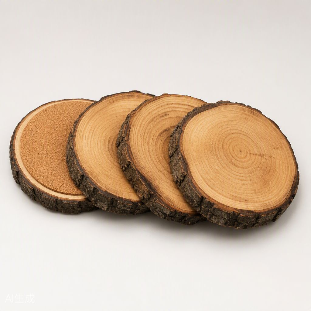 Rustic Wooden Coaster Set 4-Piece
